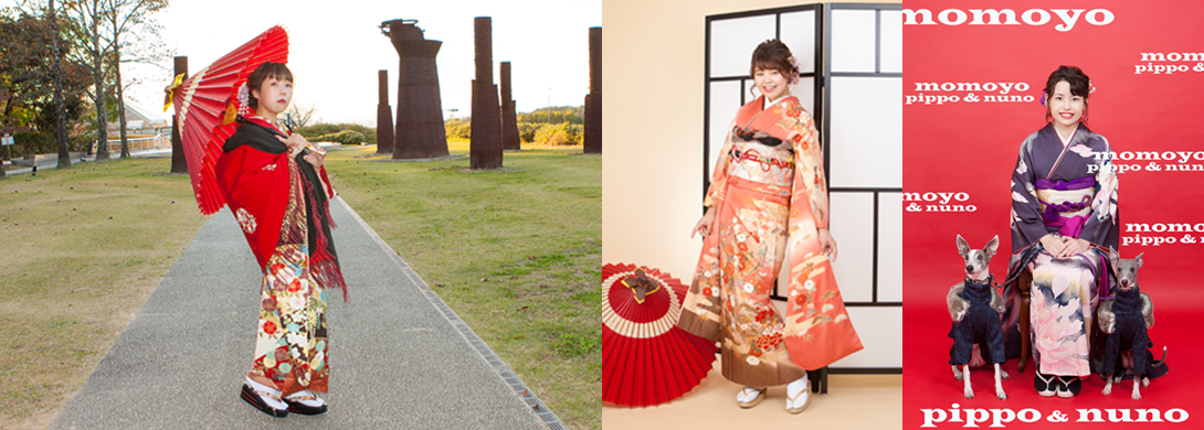 3枚の振袖写真
